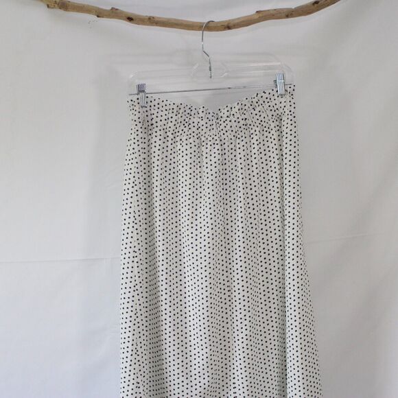 LELIS Long Modest White Black Polka Dot Lined Skirt Size M Medium Elastic Waist - Picture 5 of 8
